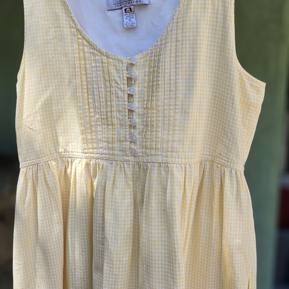 Vintage Cottagecore Butter Yellow Checkered Sleeveless Midi Garden Dress | Sz M - Picture 8 of 9